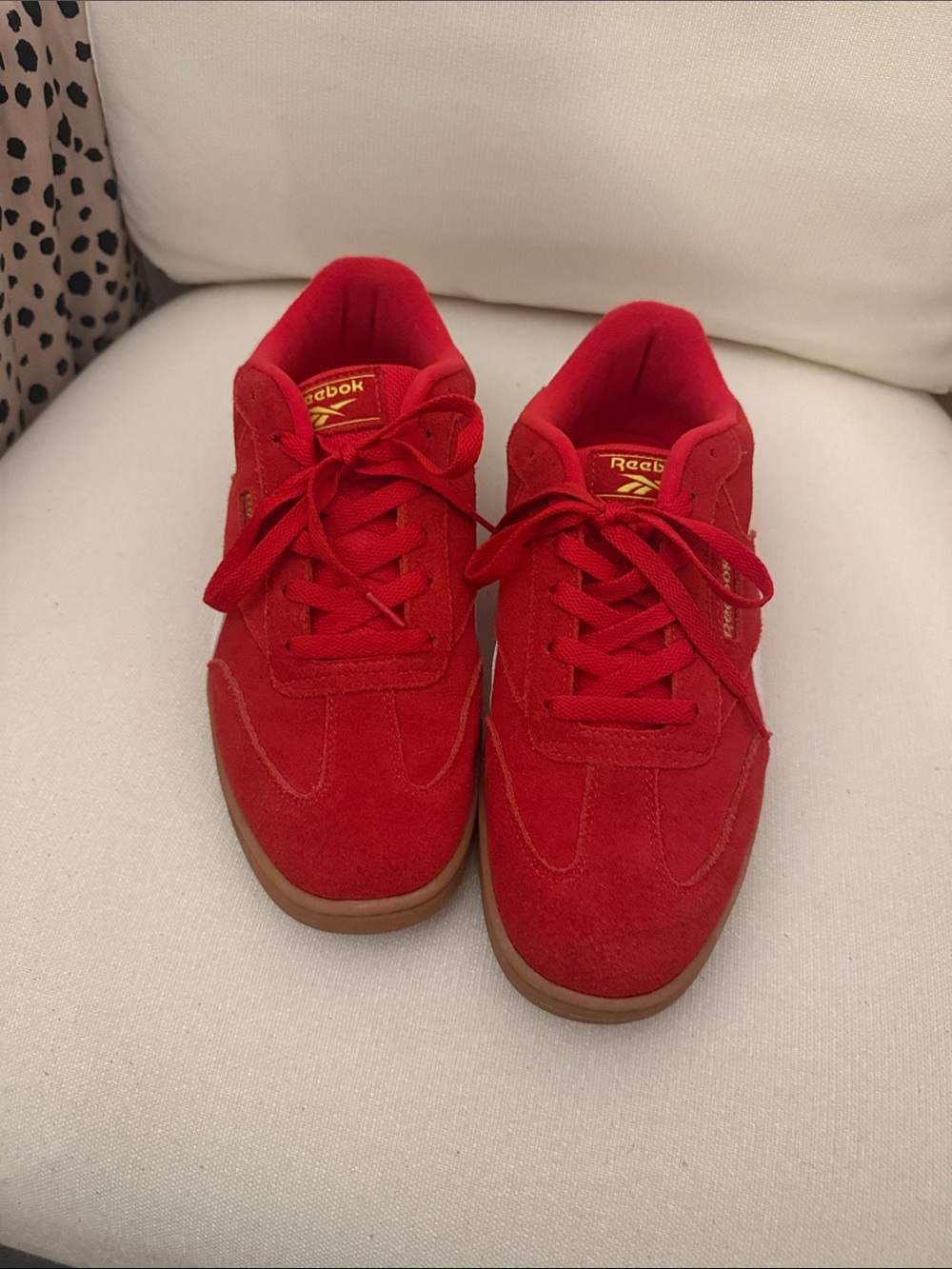Reebok Kids Red Suede Low-Top Sneakers